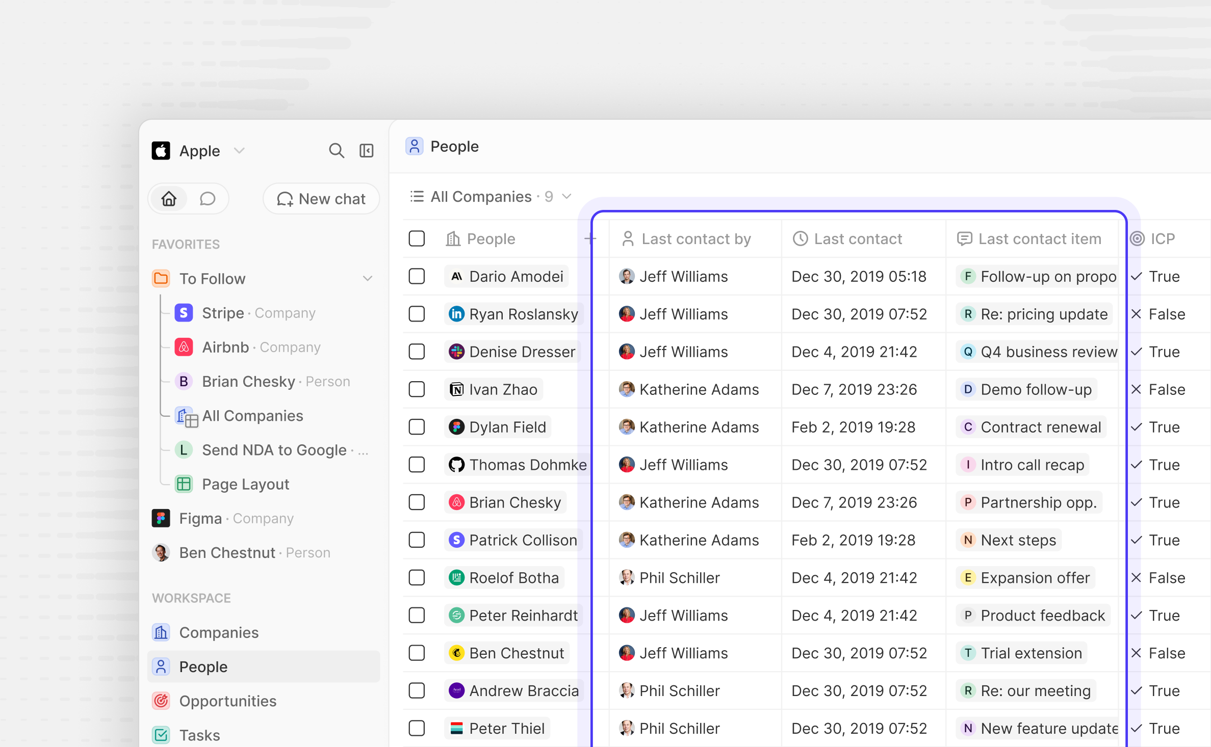 Last contact screenshot